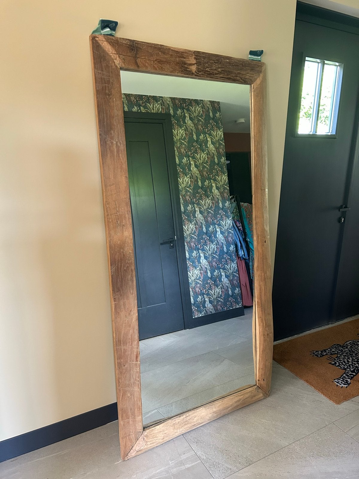 Grote spiegel met houten lijst (100x200cm), Ophalen, Gebruikt, 200 cm of meer, 75 tot 100 cm