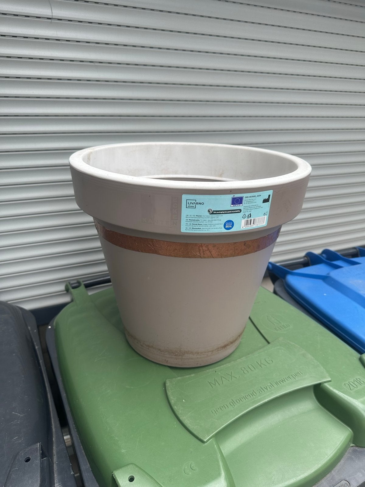 Grote Livarno Bloempotten 23L met Onderdeksel - 17 stuks, Tuin en Terras, 25 tot 40 cm, Kunststof, Gebruikt, Rond