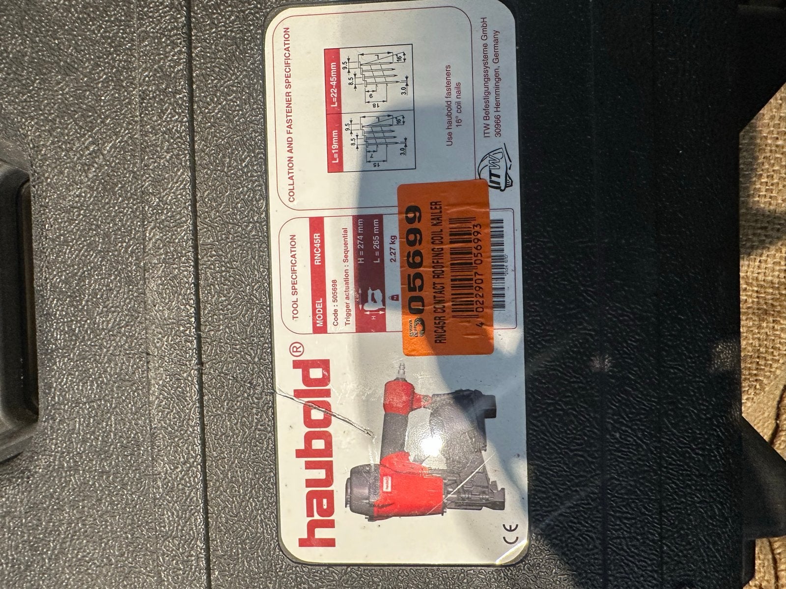 Haubold RNC45R Contact Coil Nailer - Dakspijkermachine, Ophalen of Verzenden, Zo goed als nieuw