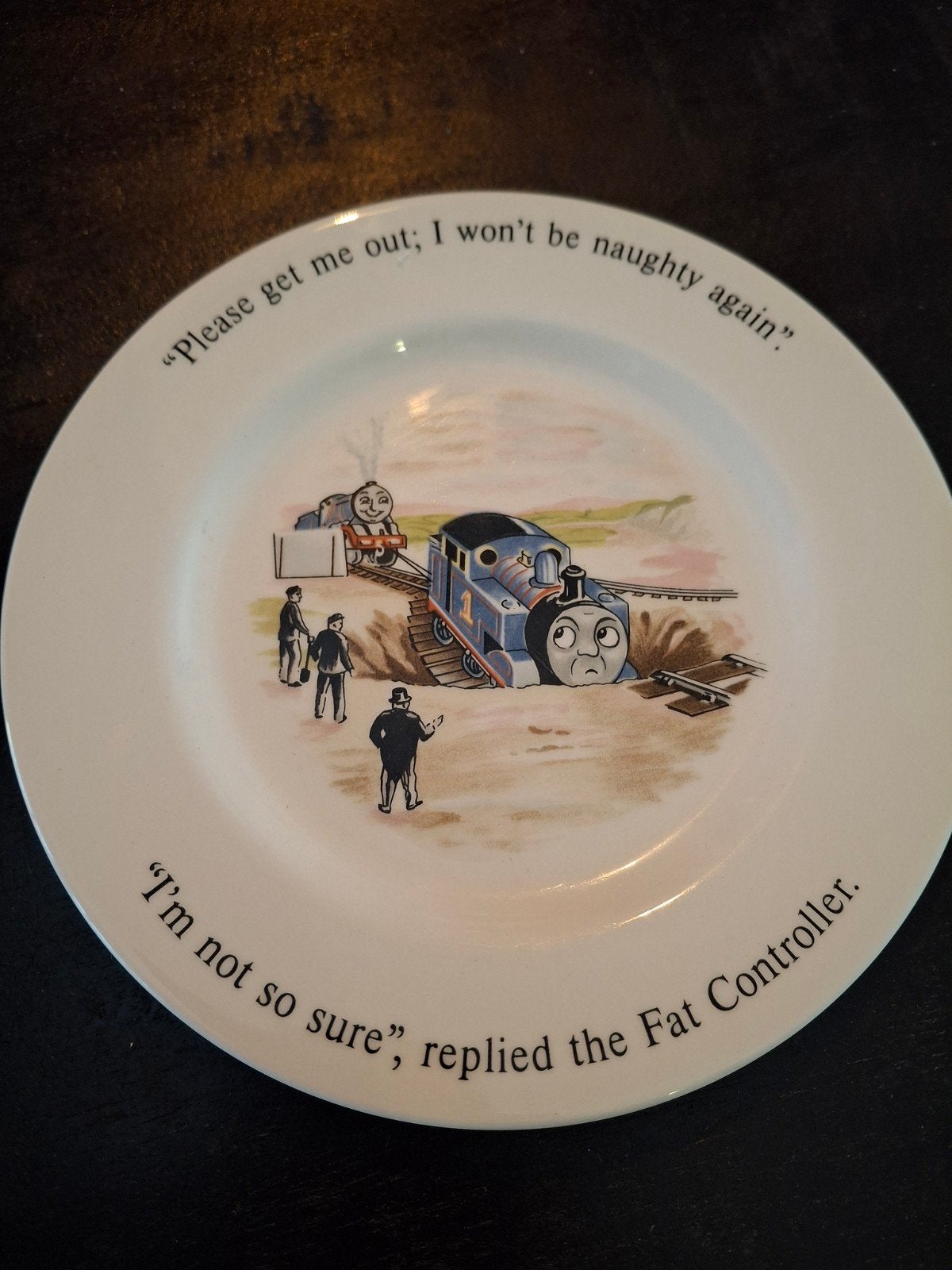 Thomas de Trein schotel - Wedgwood - "Please get me out!", Kinderen en Baby's, Ophalen of Verzenden, Zo goed als nieuw