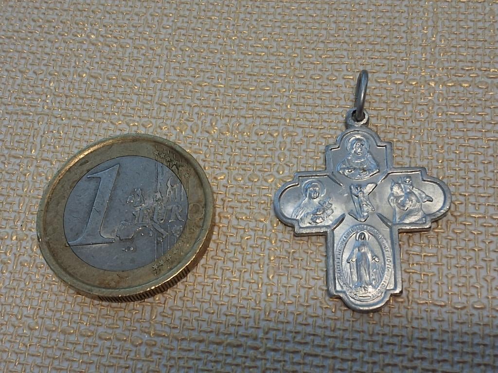 St. Christoffel met heiligen medaille/kruisje/hanger, Antiek en Kunst, Antiek | Religie, Ophalen of Verzenden