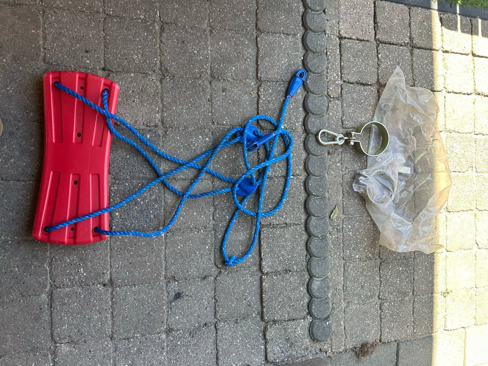Rode schommelplank met blauwe touwen - nieuw, Ophalen of Verzenden, Gebruikt, Schommel, Aanbouwonderdeel