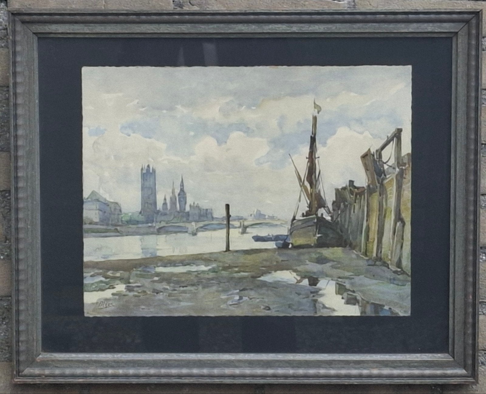 Thames River London. Nicolas Markovitisch Marc (1894-1964)., Ophalen, Overige onderwerpen, Lithografie, Gesigneerd