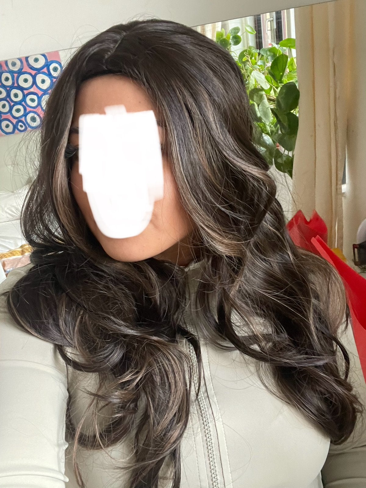 Nieuwe bruine pruik met lichte krullen wig, Ophalen of Verzenden, Nieuw, Pruik of Haarverlenging
