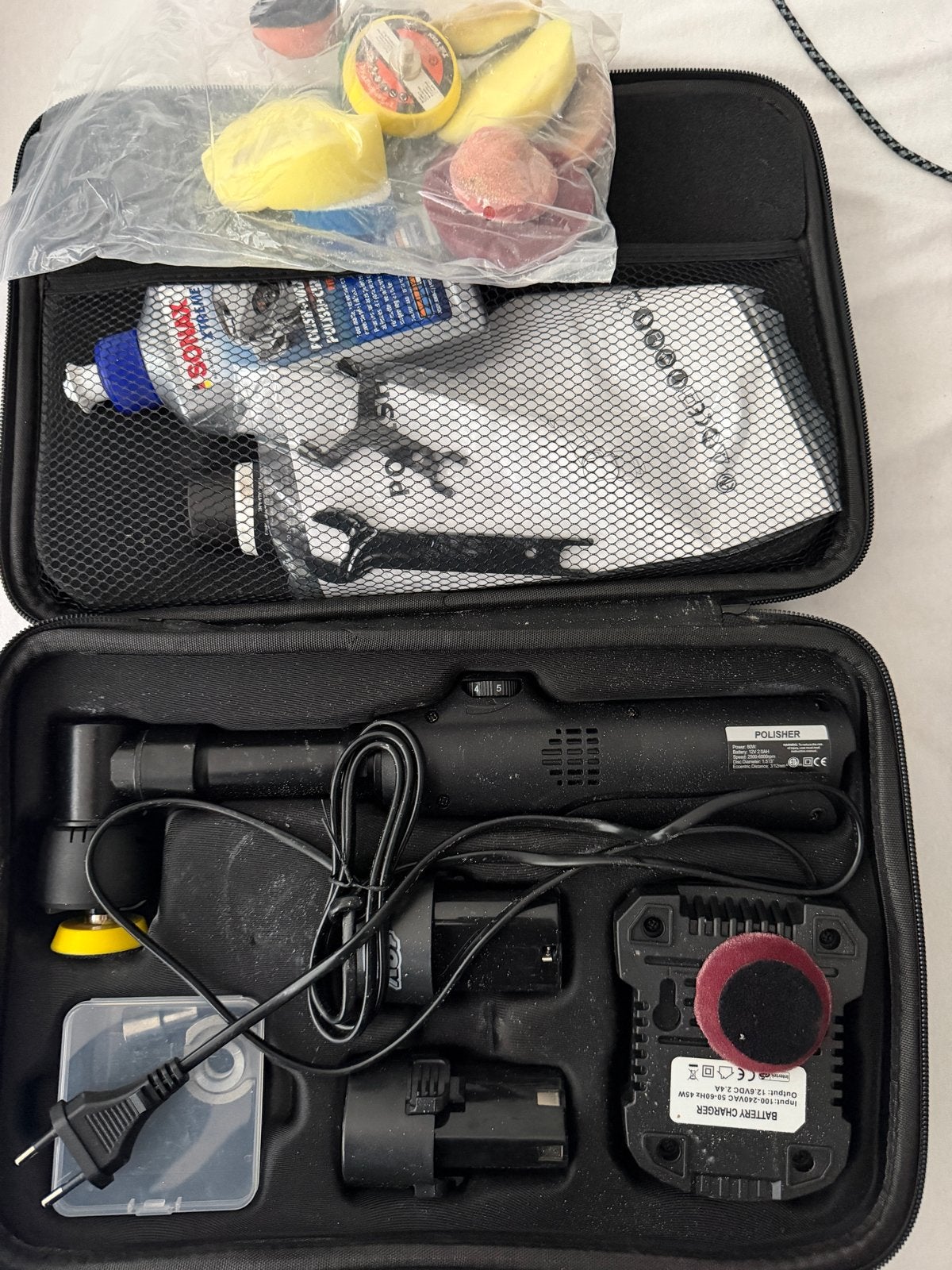 Mini Polijstmachine Set met 2 Accu's en Oplader, Auto diversen, Auto-accessoires, Zo goed als nieuw, Ophalen of Verzenden