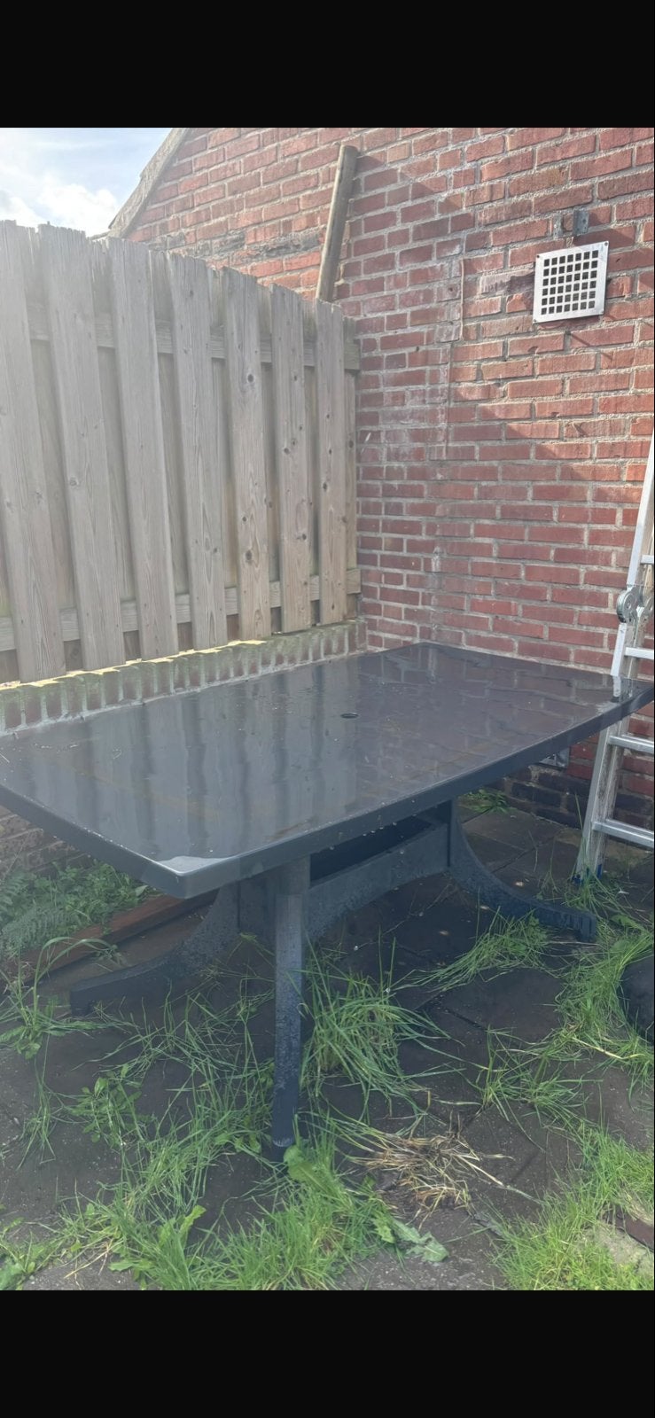 Tuinset: Rechthoekige tafel met 4 stoelen, Ophalen, Gebruikt, Rechthoekig, Kunststof
