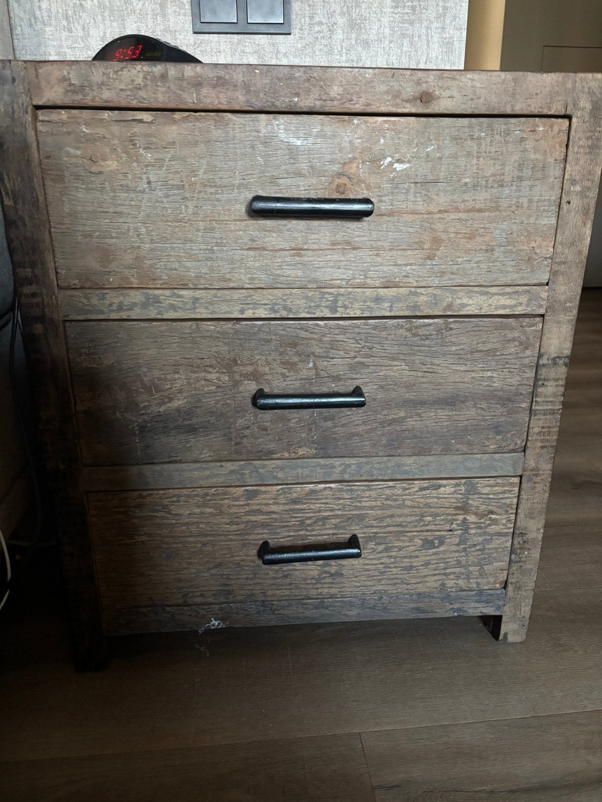 Lade kast / nachtkastje oud hout.  Landelijk wonen, Ophalen, 1 of 2 laden, 50 tot 100 cm, Zo goed als nieuw