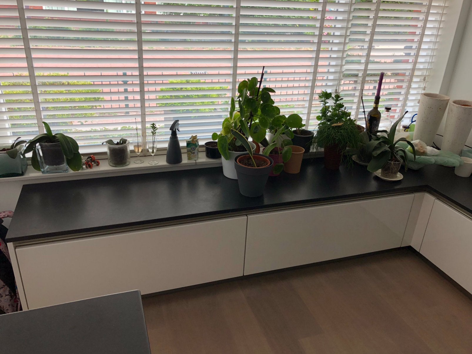 L-vormige keukenbank met 3 lades (Siematic), Ophalen, Wit, Zo goed als nieuw, 200 cm of meer