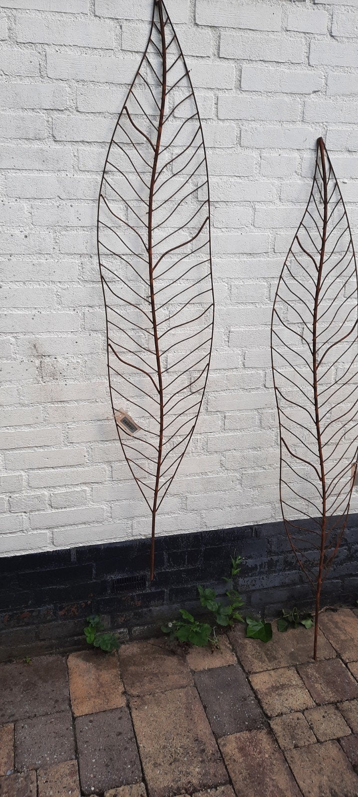 Set van 2 metalen bladeren voor tuindecoratie, Ophalen, Gebruikt