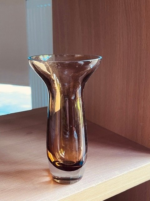 Smokey Brown Glass Vase Aseda Zweden, Ophalen of Verzenden