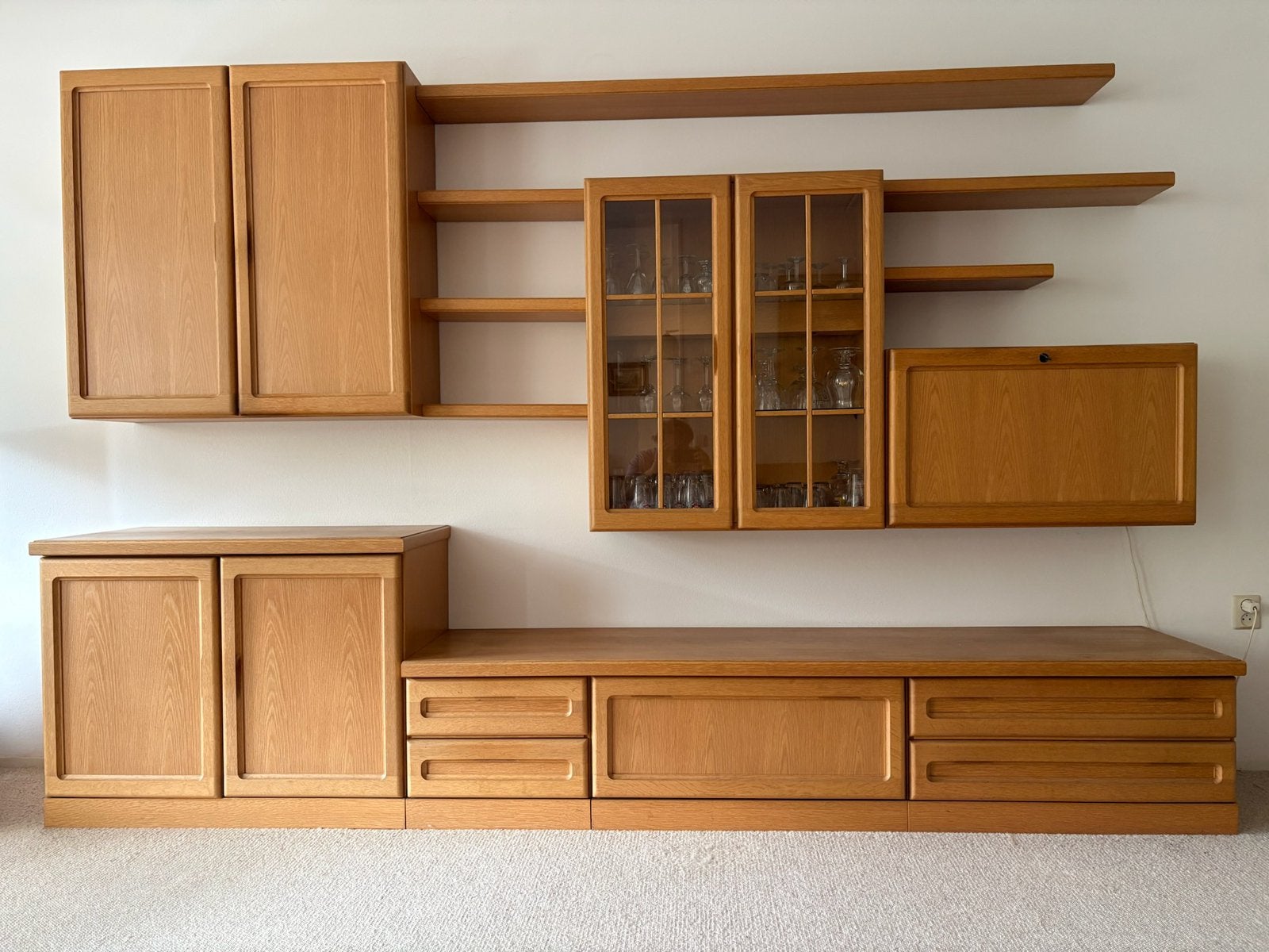 Hülsta design kastwand – lichteiken, modulair, topstaat, 200 cm of meer, Ophalen of Verzenden, Zo goed als nieuw, Minder dan 150 cm
