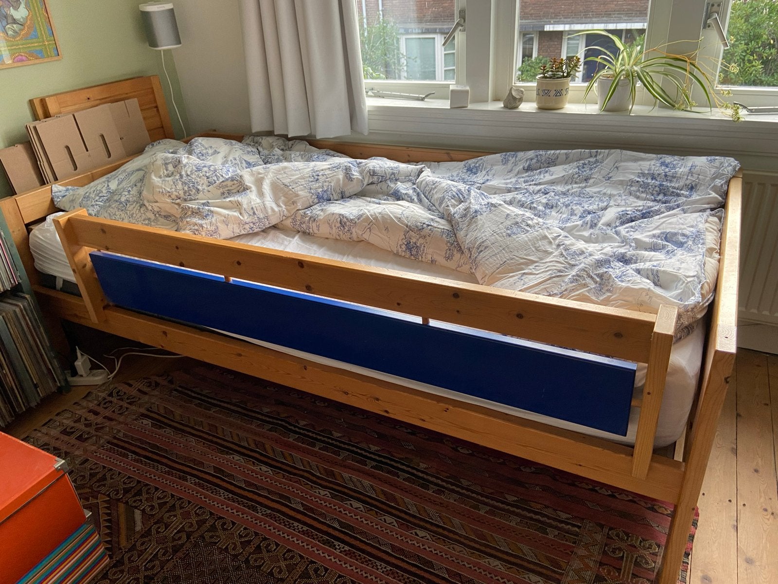 Lifetime bed 200x90 - Stevig eenpersoonsbed met kinderrek, Ophalen, 85 tot 100 cm, Gebruikt, Matras