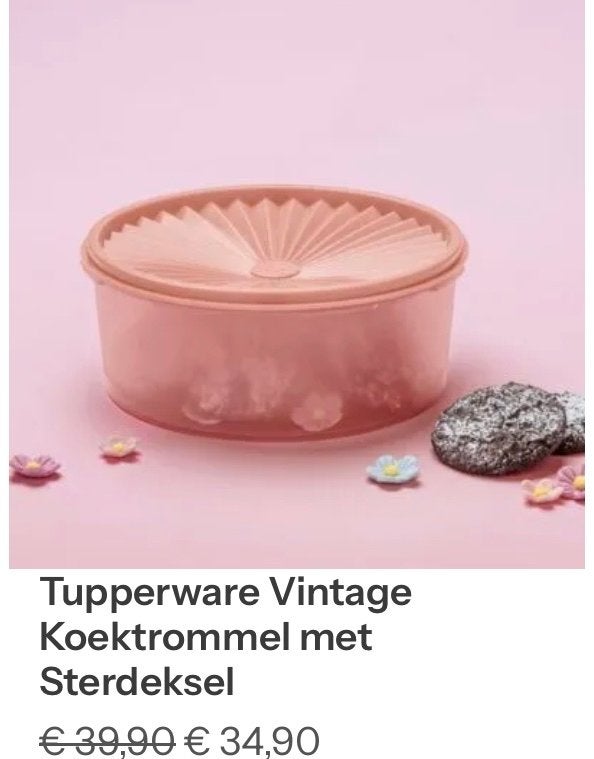 Tupperware Vintage Koektrommel met Sterdeksel, Gebruikt, Overige kleuren, Ophalen of Verzenden, Met deksel