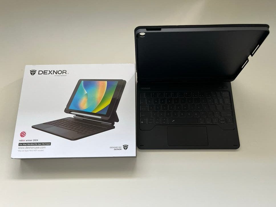 DEXNOR Magic Style Toetsenbord voor iPad 7/8/9/10, 10 inch, Bescherming voor- en achterkant, Ophalen of Verzenden, Zo goed als nieuw