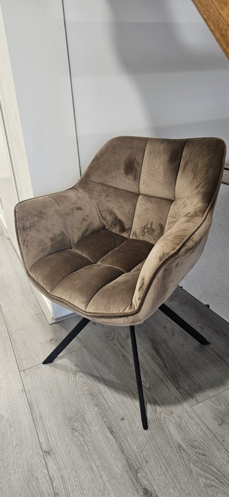 Riviera Maison stijl fauteuil - Bruin velours, Huis en Inrichting, Stoelen, Ophalen, Gebruikt, Bruin, Stof