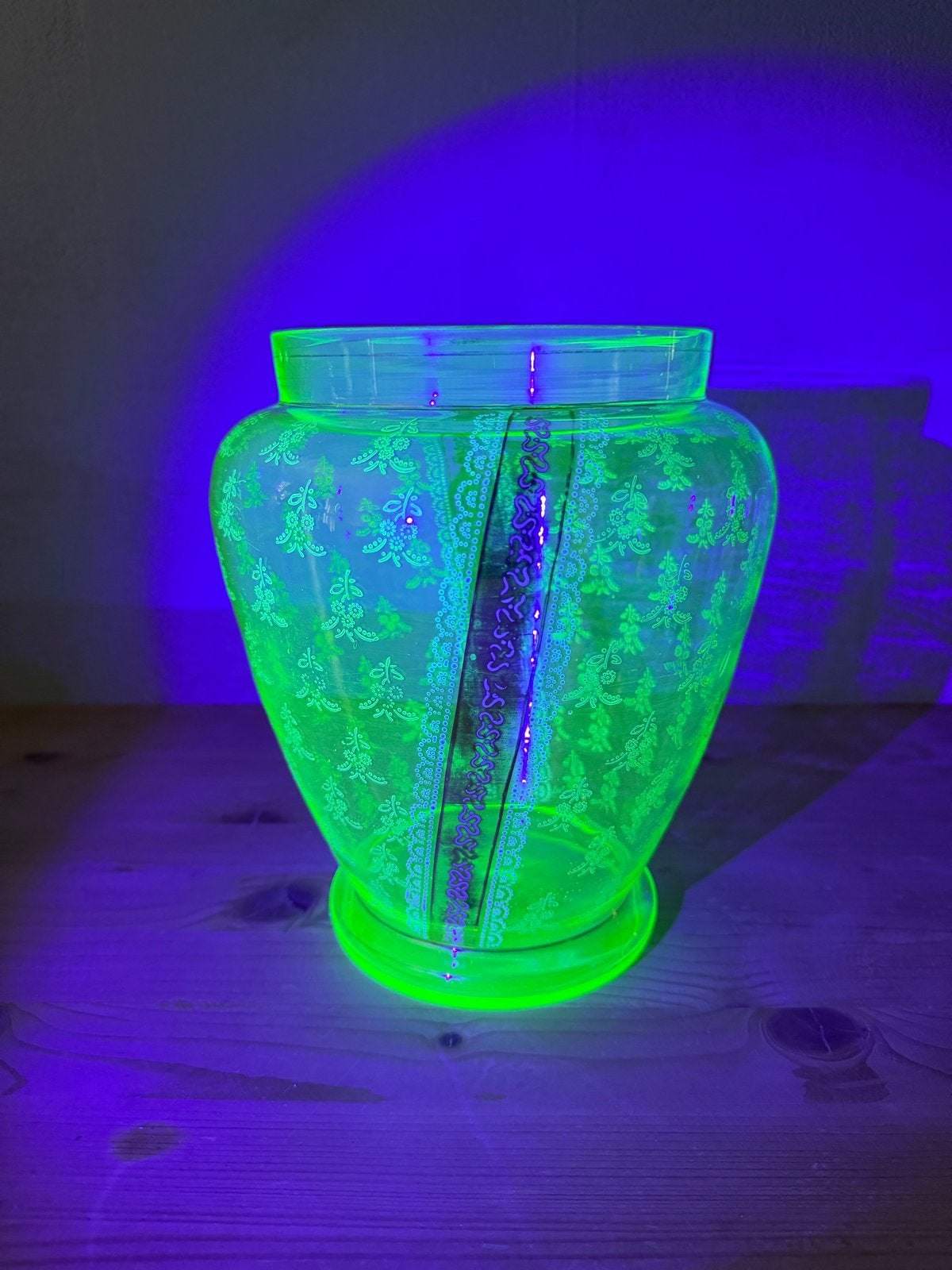 Vintage Uranium Glas Vaas, Ophalen of Verzenden