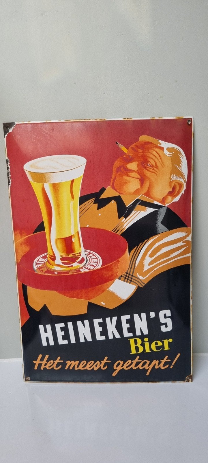 Heineken reclamebord bord bier brouwerij mancave emaille bar, Verzamelen, Merken en Reclamevoorwerpen, Ophalen of Verzenden, Gebruikt