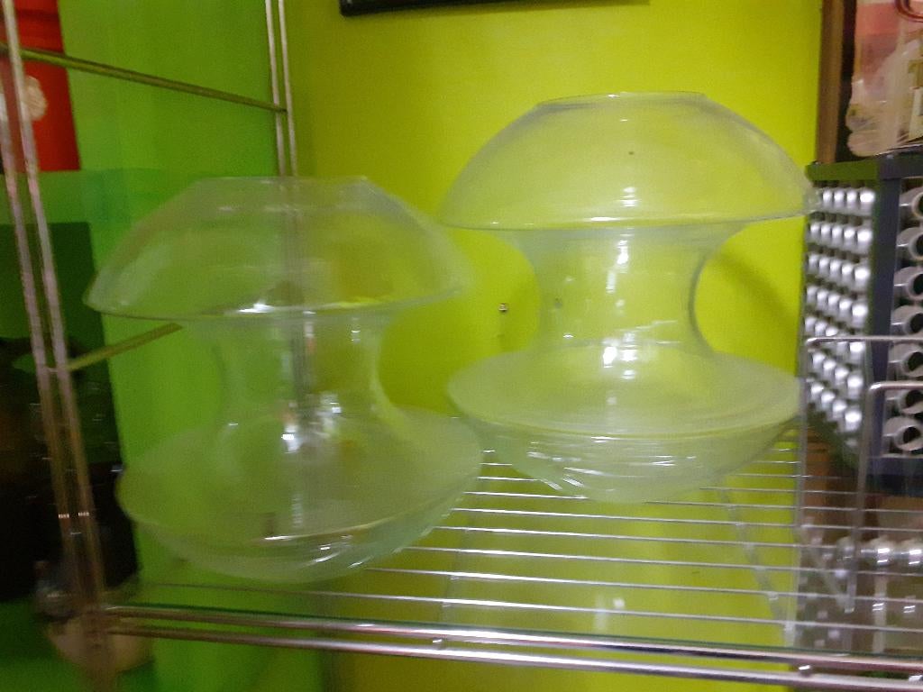 Jaren 70 vaas klokhuis glas space age design retro vintage, Ophalen of Verzenden
