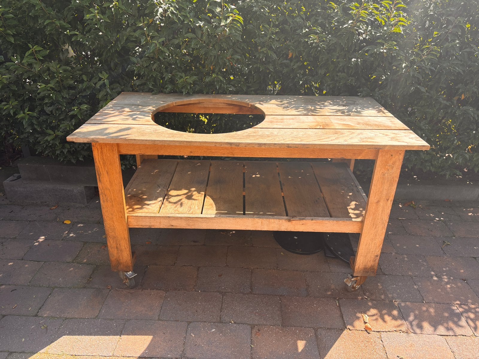 Kamado eiken tafel, Tuin en Terras, Buitenkeukens, Ophalen, Gebruikt, Vrijstaand