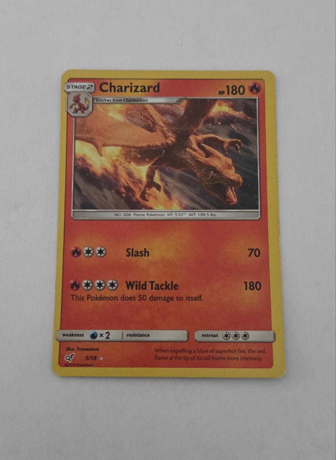 Charizard 5/18 Holo - Detective Pikachu, Ophalen of Verzenden, Gebruikt, Losse kaart, Foil