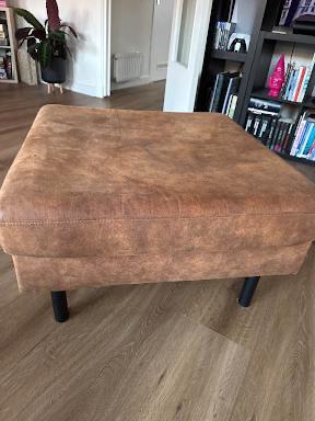 Grote Hocker Collin (Leen Bakker) – Cognac – 78x78 cm, Huis en Inrichting, Fauteuils, Ophalen, Gebruikt, 75 tot 100 cm, Stof