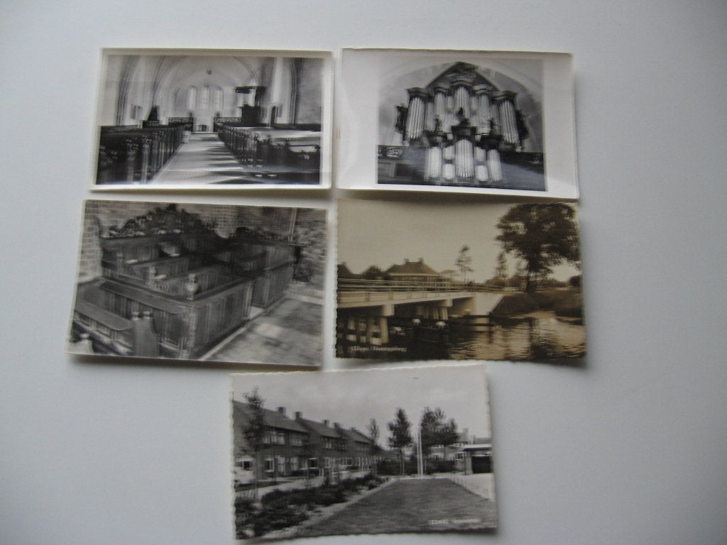 Vijf zw/w ansichtkaarten van prov. Groningen, Ophalen of Verzenden, 1940 tot 1960, Gelopen, Groningen