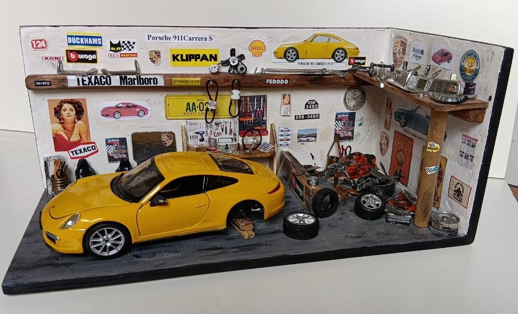 Diorama Porsche 911 Carrera S Garage Werkplaats, Ophalen, Nieuw, Auto, Bburago