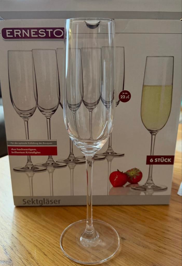 Set van 6 Champagneglazen - Ernesto, Verzamelen, Glas en Borrelglaasjes, Ophalen, Nieuw