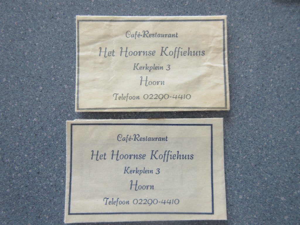 2 x Hoorn, café-rest. Het Hoornse Koffiehuis, Verzenden