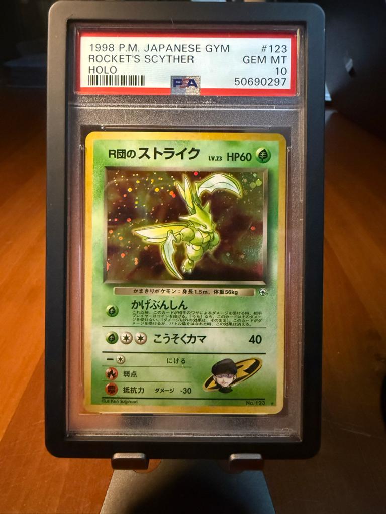 Rockets Scyther #123 - Gym Hero (1998) (Japans) - PSA 10, Ophalen of Verzenden, Nieuw, Losse kaart, Foil