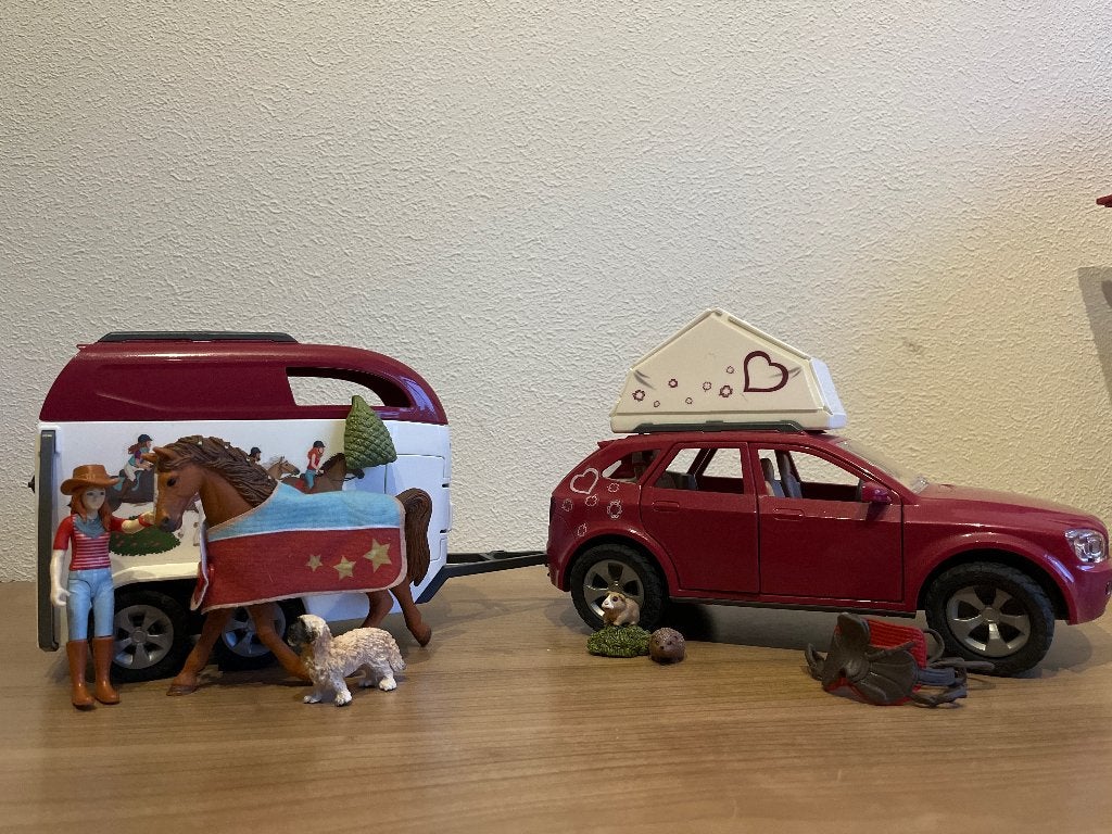 Schleich auto met trailer, Ophalen of Verzenden, Gebruikt