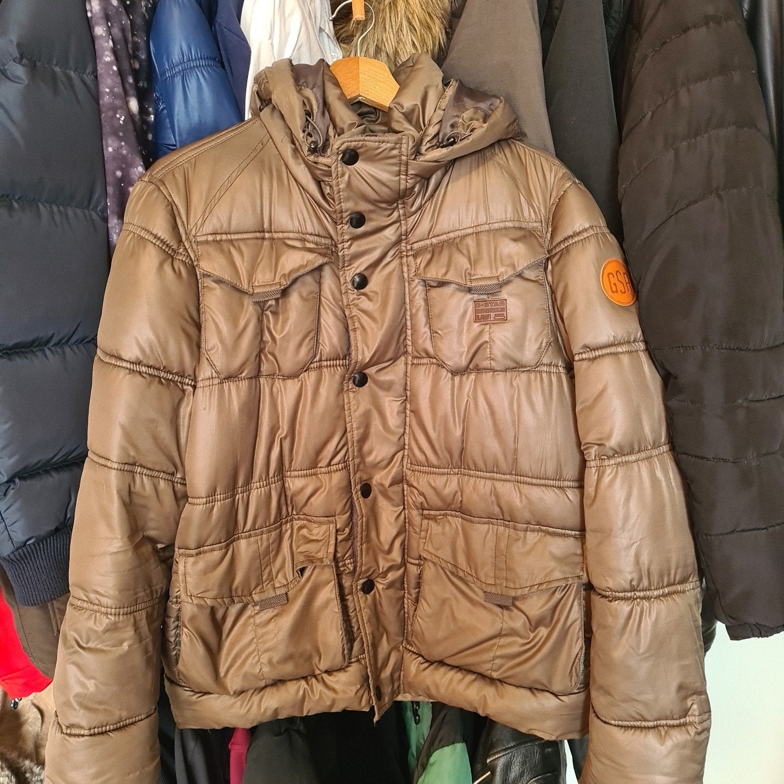 G-Star Raw Winter Puffer Jacket PlatinumBruin Goud Maat M, Kleding | Heren, G-Star Raw, Bruin, Ophalen of Verzenden, Zo goed als nieuw