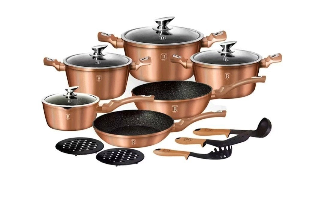 Berlinger Haus 15-delige Pannenset - Rose Gold, Overige materialen, Nieuw, Pannenset, Ophalen of Verzenden