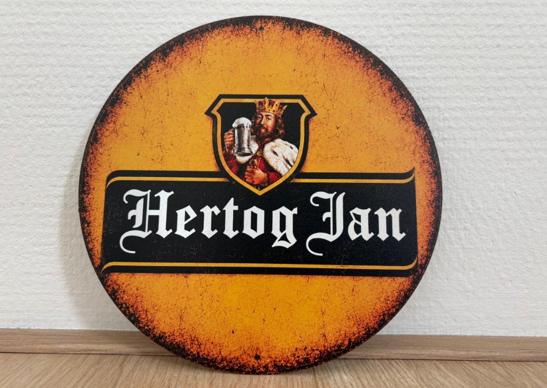 Prachtig vintage reclamebord biermerk Hertog Jan (20x20), Ophalen of Verzenden, Zo goed als nieuw, Reclamebord