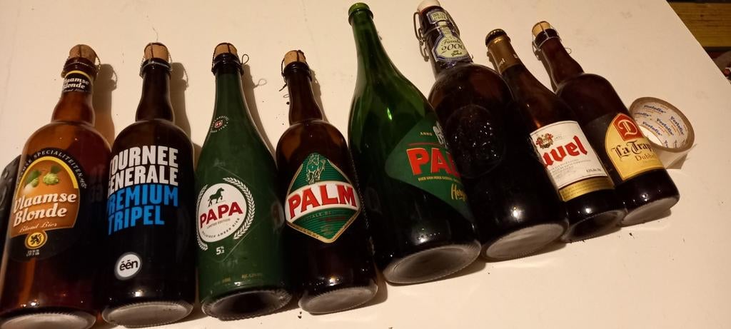Collectie van 8 diverse bierflessen, leeg, Ophalen of Verzenden, Gebruikt, Flesje(s), Palm