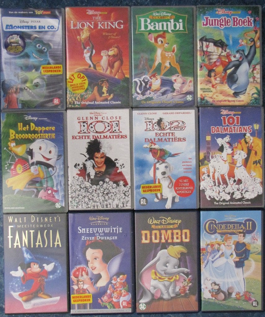 12 Disney VHS video's, Cd's en Dvd's, VHS | Kinderen en Jeugd, Ophalen, Tekenfilm, Alle leeftijden, Zo goed als nieuw
