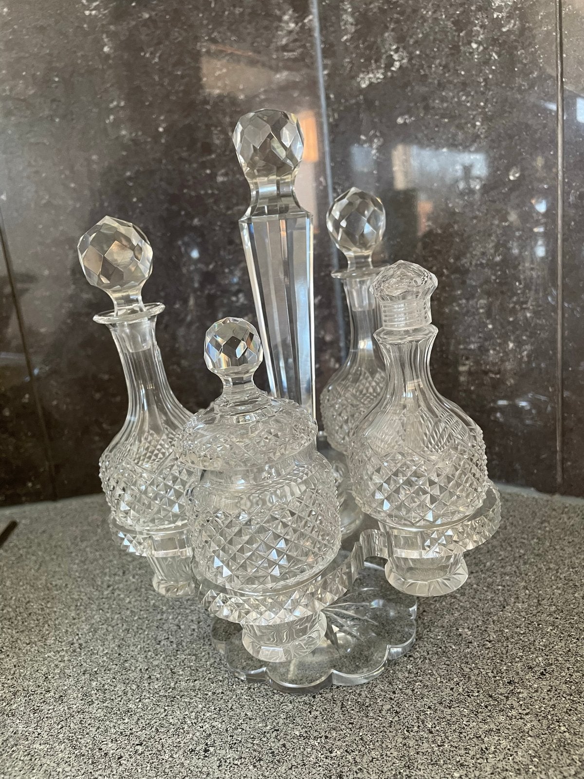 Prachtig Kristallen Tafelstel - Vintage Decanteerset, Ophalen