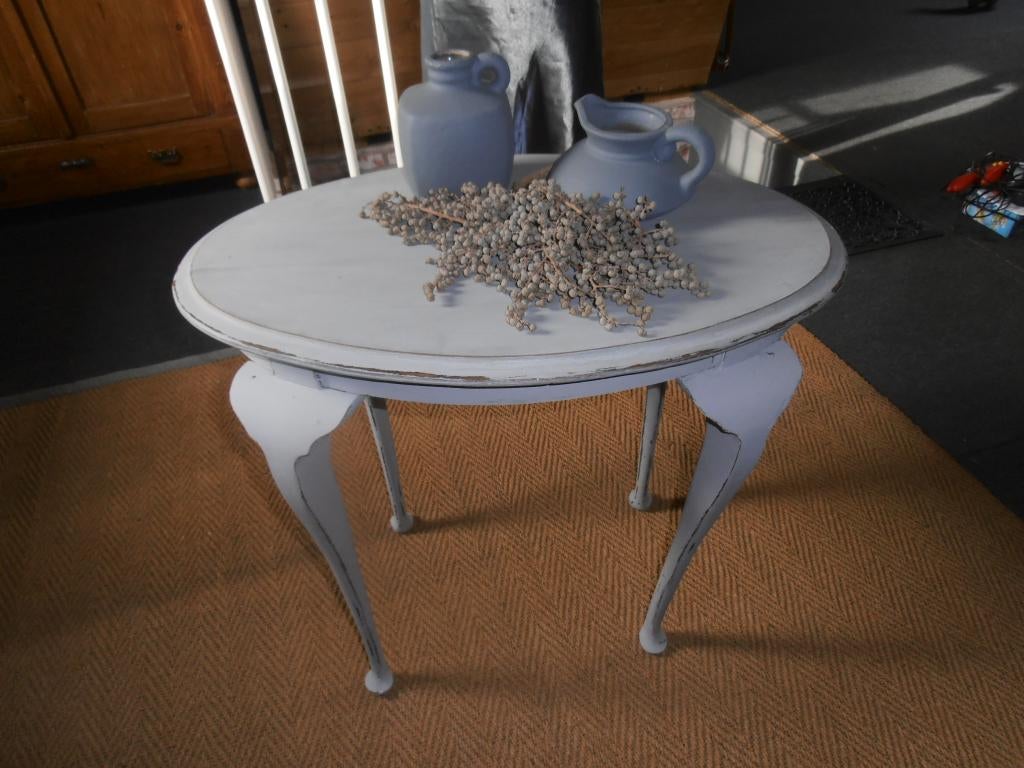 bijzettafel ovaal mat grijs, Ophalen, 50 tot 100 cm, Zo goed als nieuw, Ovaal