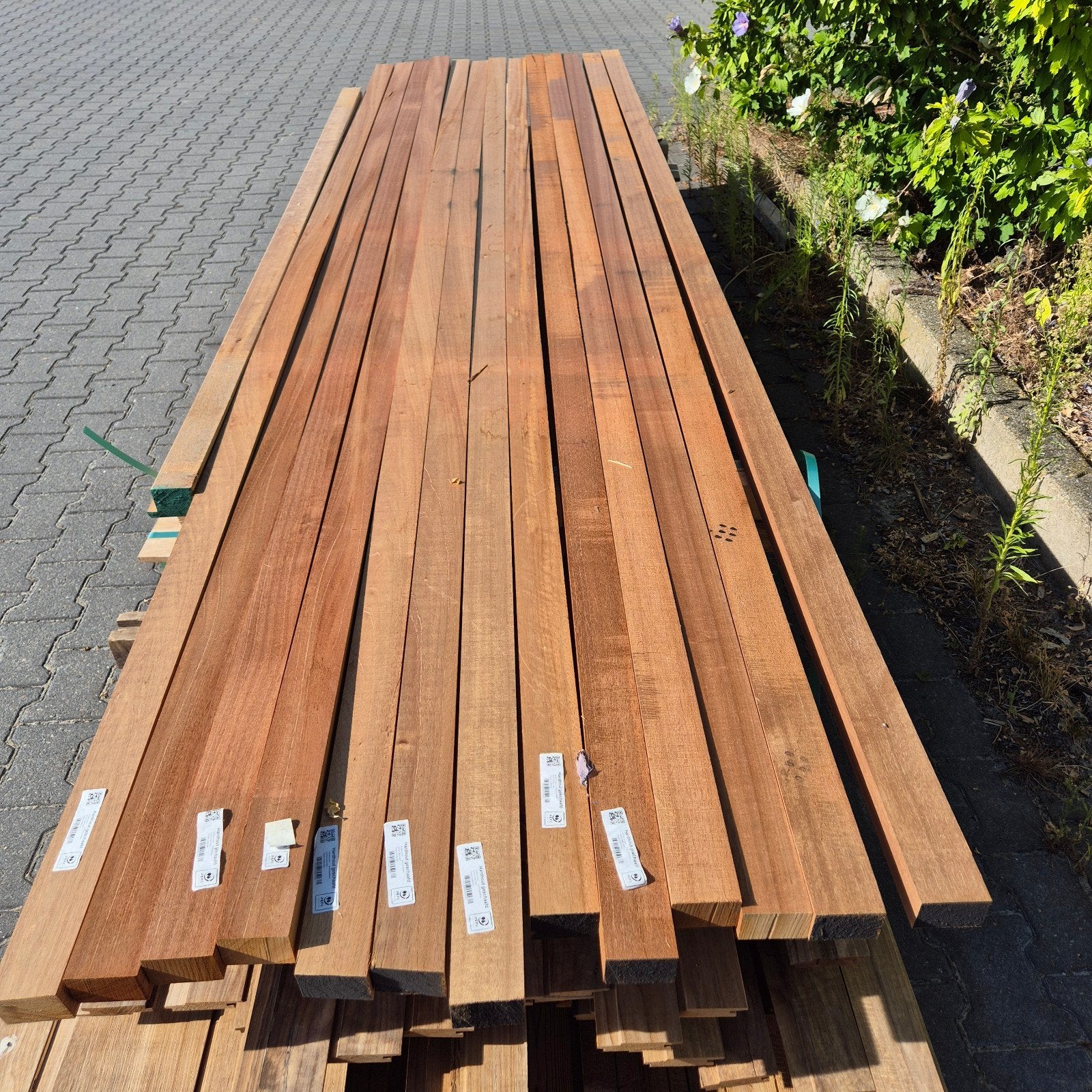 Partij hardhouten balken 45x68x3650mm B-keus, Ophalen of Verzenden, Balk, Vuren, 50 mm of meer