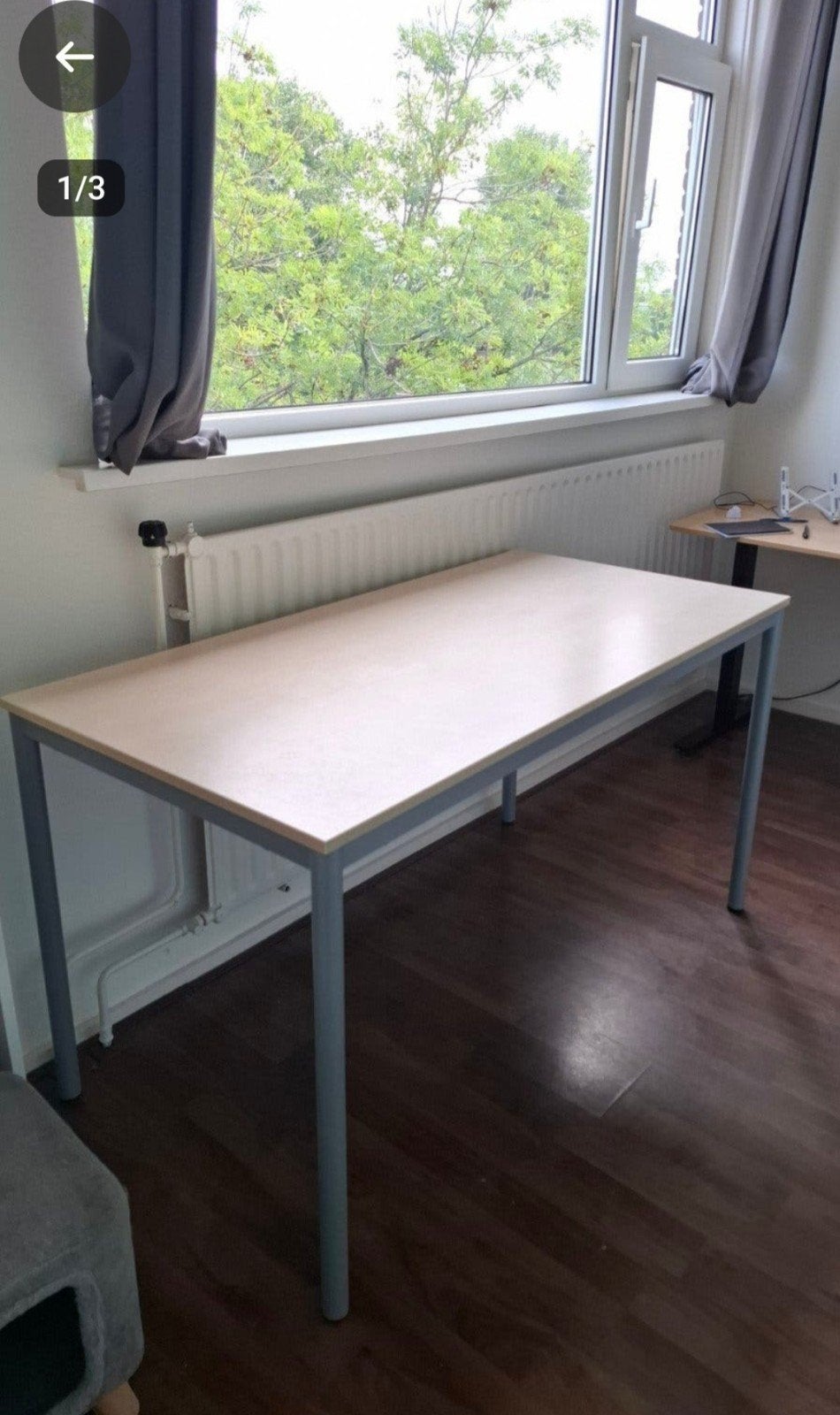 Bureau Eromes Marko - Licht hout met grijs metalen frame, Huis en Inrichting, Ophalen, Gebruikt, 70 cm, 140 cm