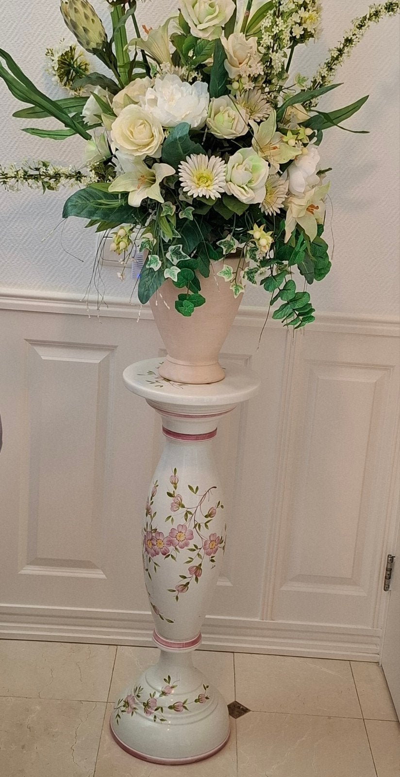 Prachtige Vintage Keramische Plantenzuil XL Handgeschilderd, Huis en Inrichting, Woonaccessoires | Zuilen en Pilaren, Ophalen