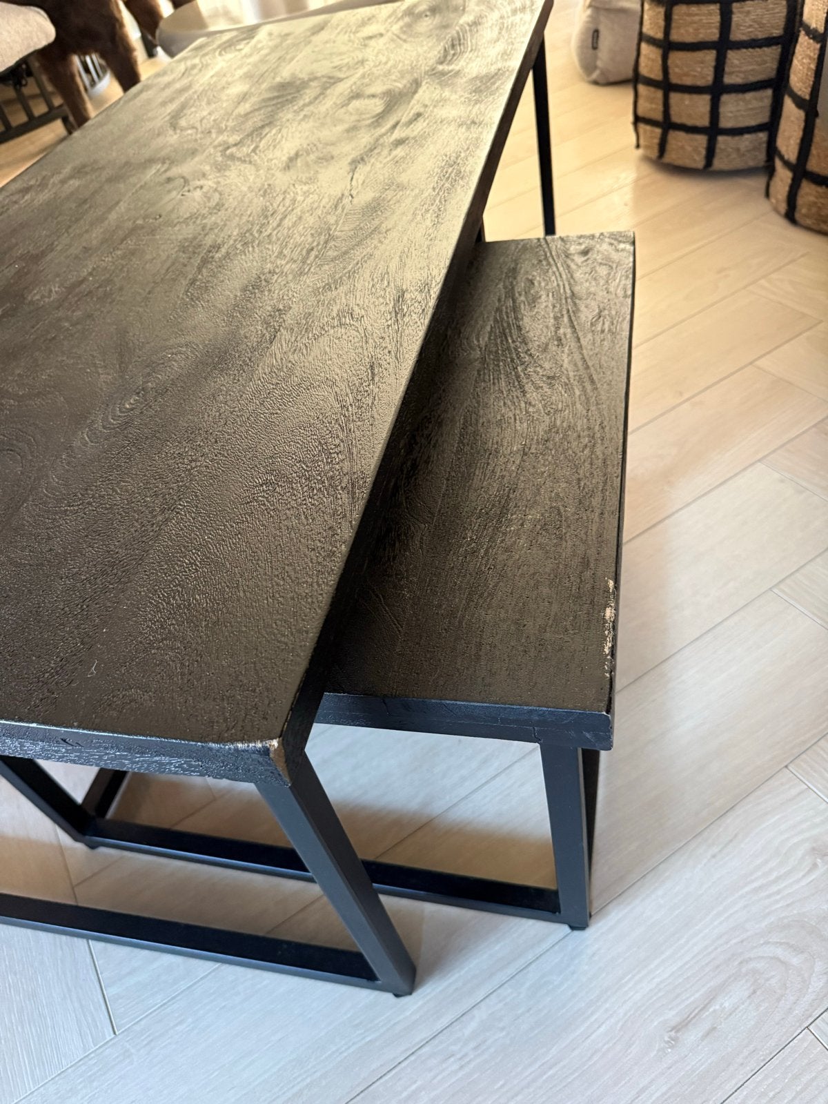 Zwarte Salontafel Set - Industrieel Design, Huis en Inrichting, Ophalen, Gebruikt, 100 tot 150 cm, 50 tot 100 cm