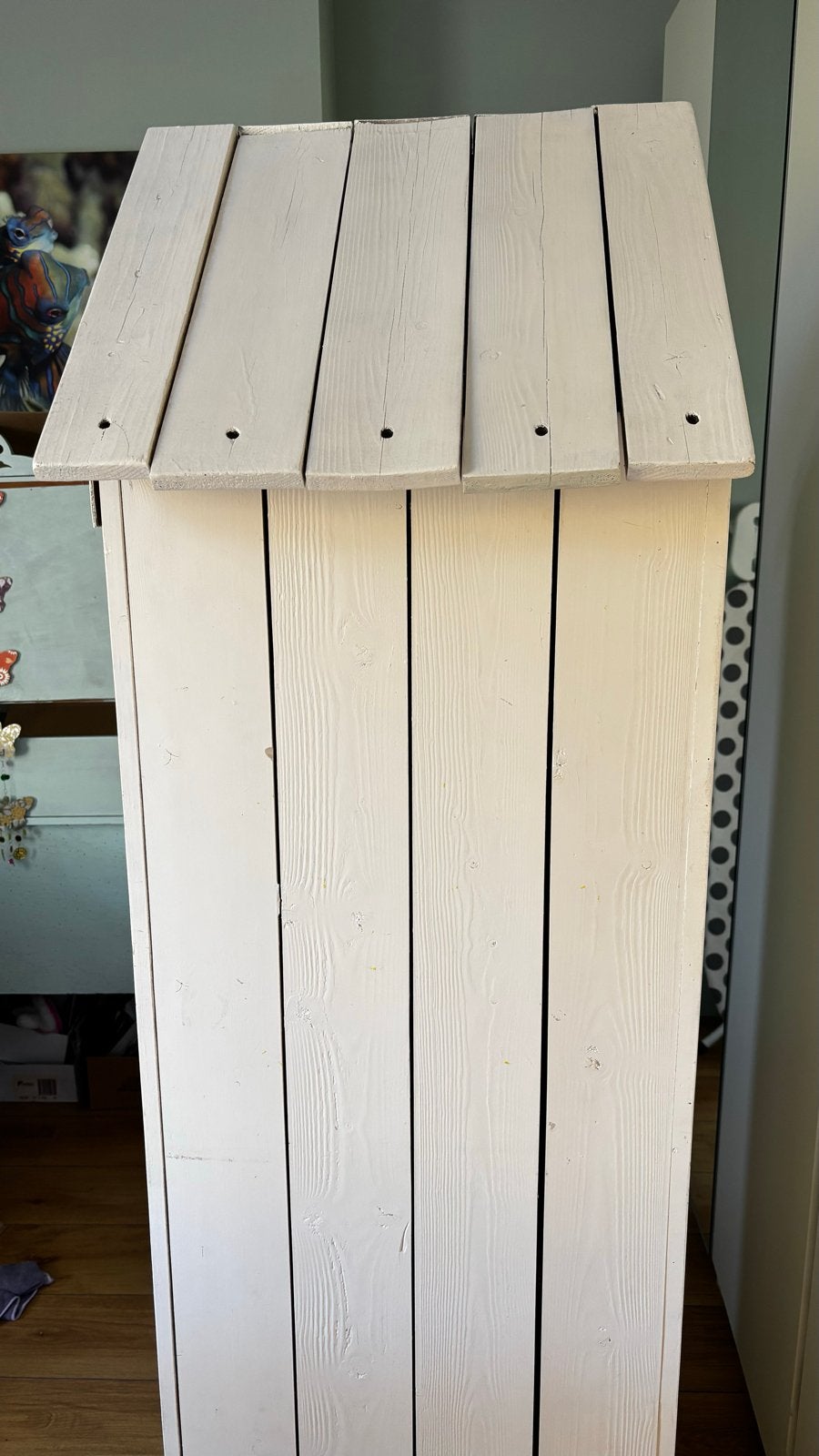 Unieke houten kledingkast met puntdak - Hoogte 179 cm, Ophalen, Met plank(en), Gebruikt, 50 tot 100 cm