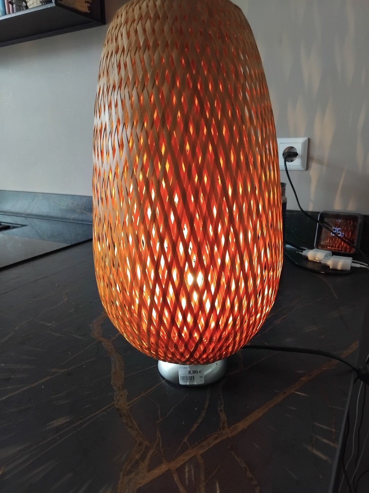 Rotan tafellamp - sfeerlamp, Gebruikt, Natuurlijk materiaal, Ophalen of Verzenden, Sfeerlamp