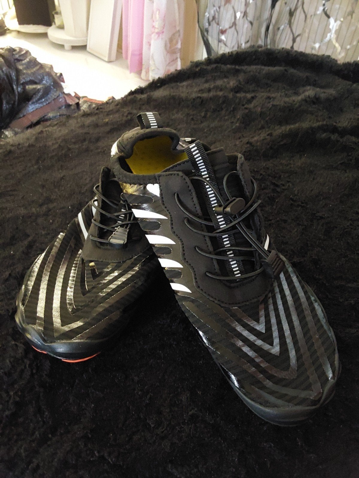 Zwarte waterschoenen met witte strepen, Onbekend, Zwart, Overige typen, Ophalen of Verzenden