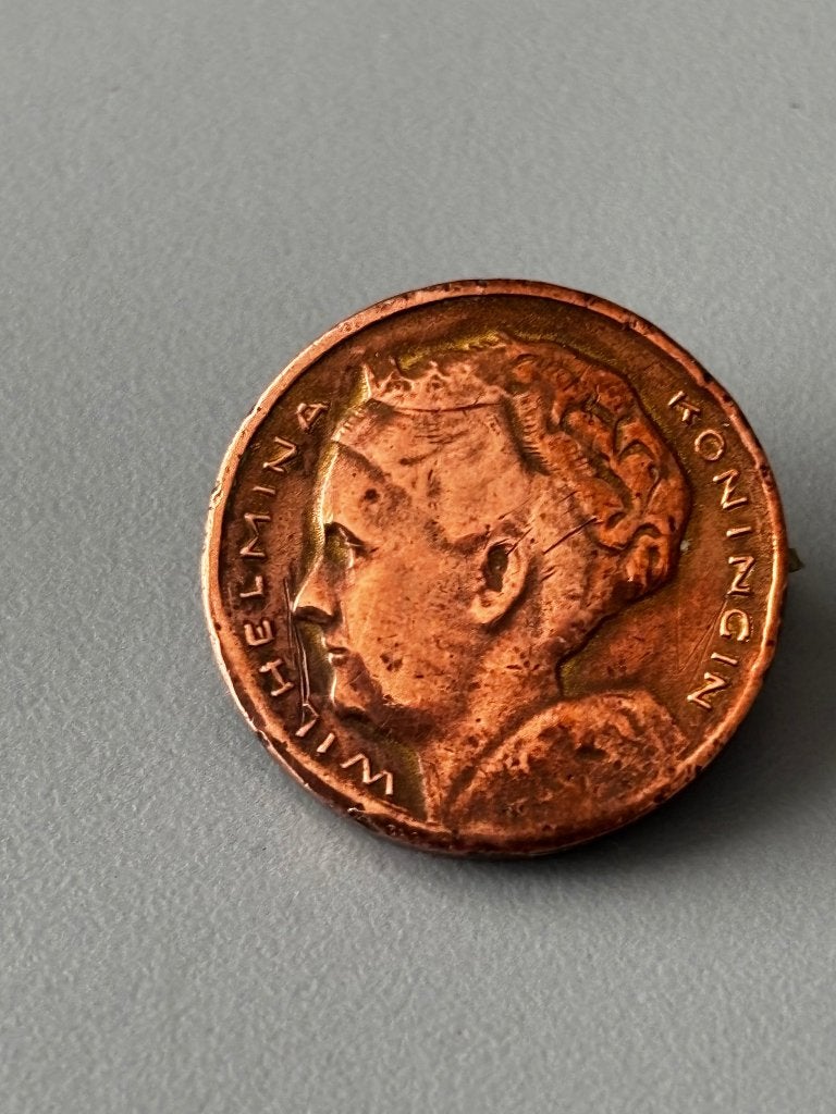 munt broche Wilhelmina 16-9-1930 Nationale vaandelgroet, Postzegels en Munten, Munten | Nederland, Ophalen of Verzenden, Koningin Wilhelmina