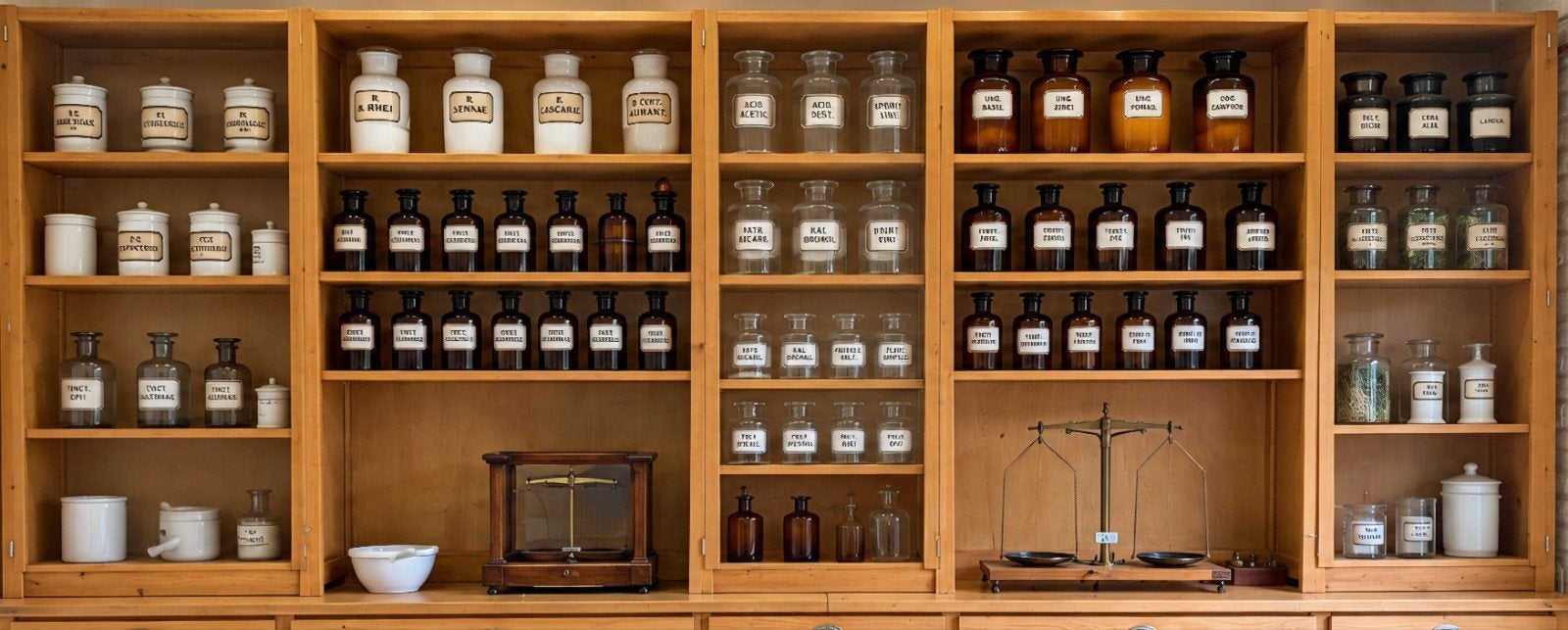 Unieke Antieke Apotheek Collectie: Potten, Weegschalen....., Ophalen