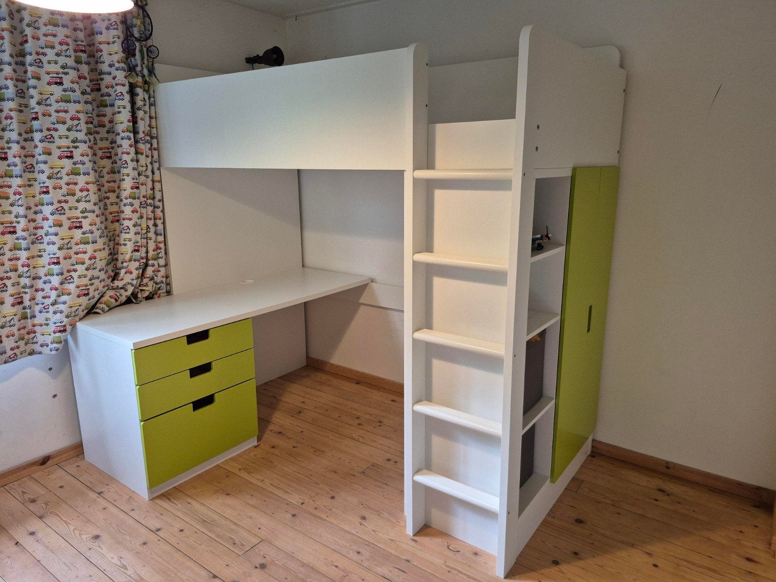 IKEA SMÅSTAD Hoogslaper met bureau en kast, Ophalen, Gebruikt, Eenpersoons, 90 cm