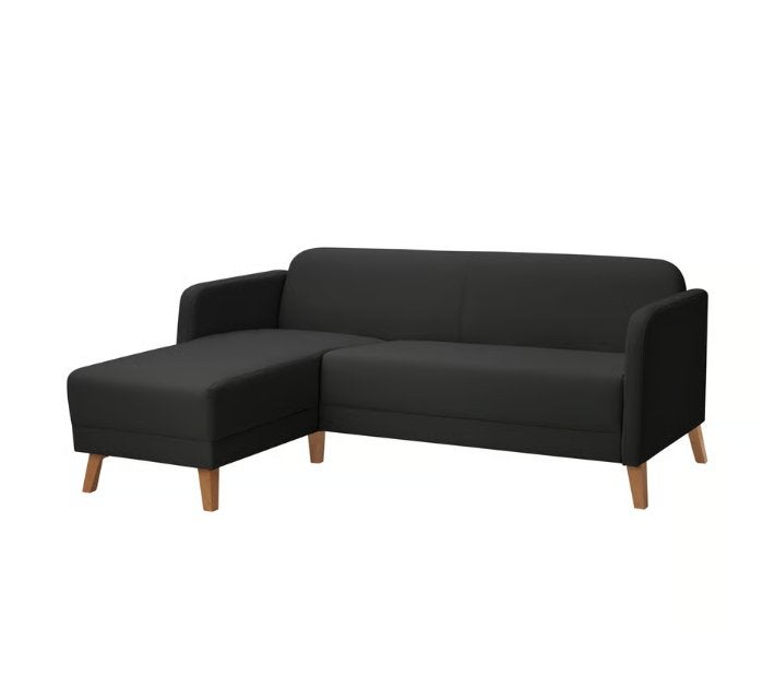 LINANÄS 3-zitsbank, met chaise longue/Vissle donkergrijs, Ophalen, Overige materialen, Gebruikt, 150 tot 200 cm