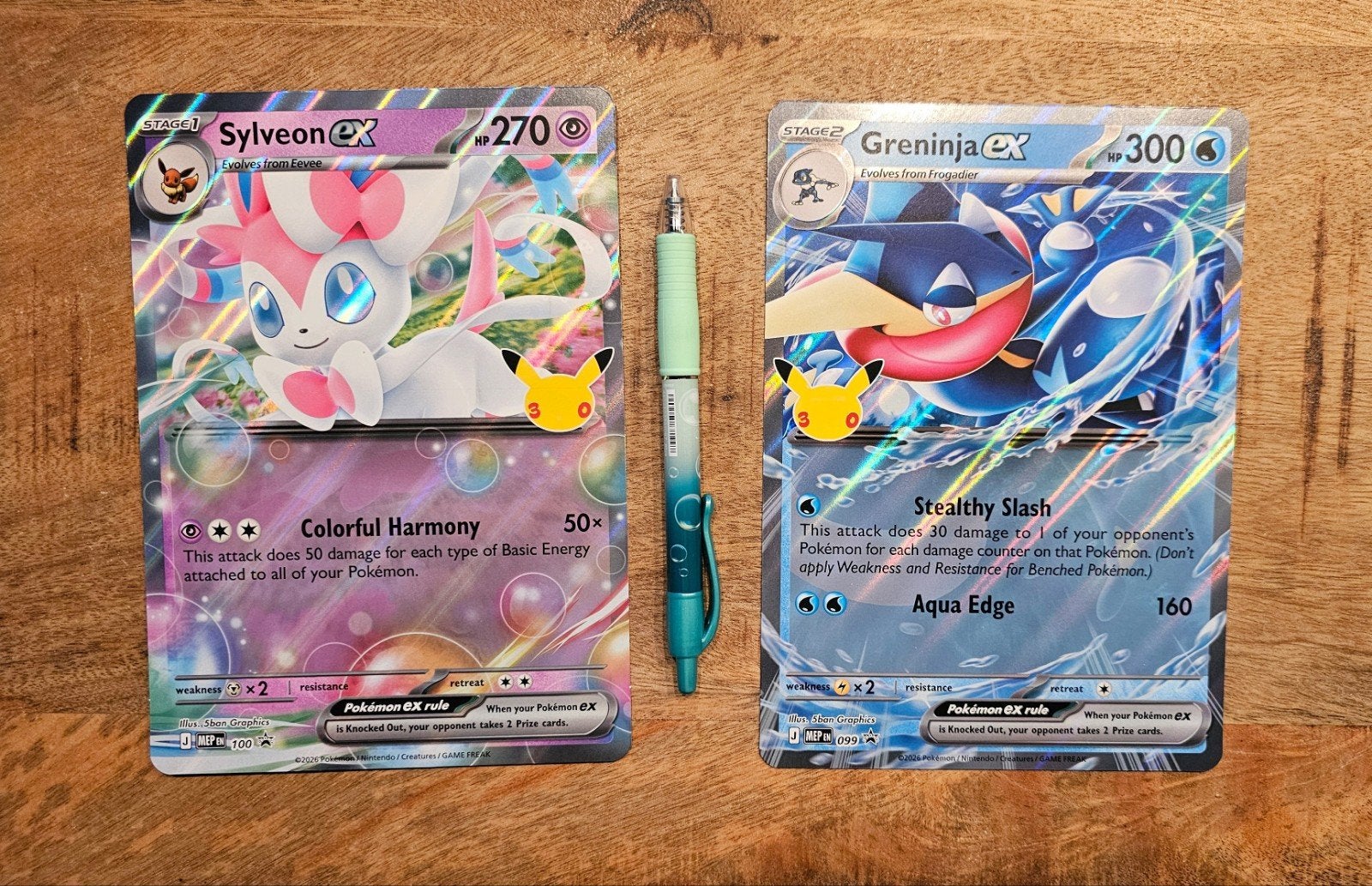 2 Jumbo Promo Pokémon Kaarten XL - Sylveon ex & Greninja ex, Ophalen of Verzenden, Zo goed als nieuw, Meerdere kaarten